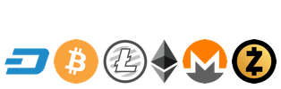 Cryptocurrencies Accepted: Bitcoin, Dash, Litecoin, Ether, Monero, ZCash
